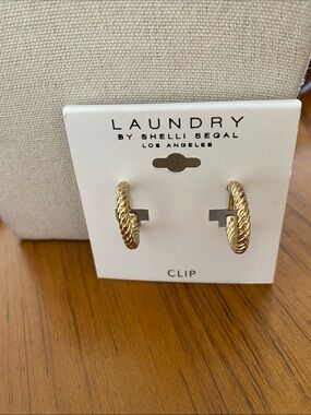 Laundry By Shelli Segal Gold Twisted Clip-On Hoop Earrings